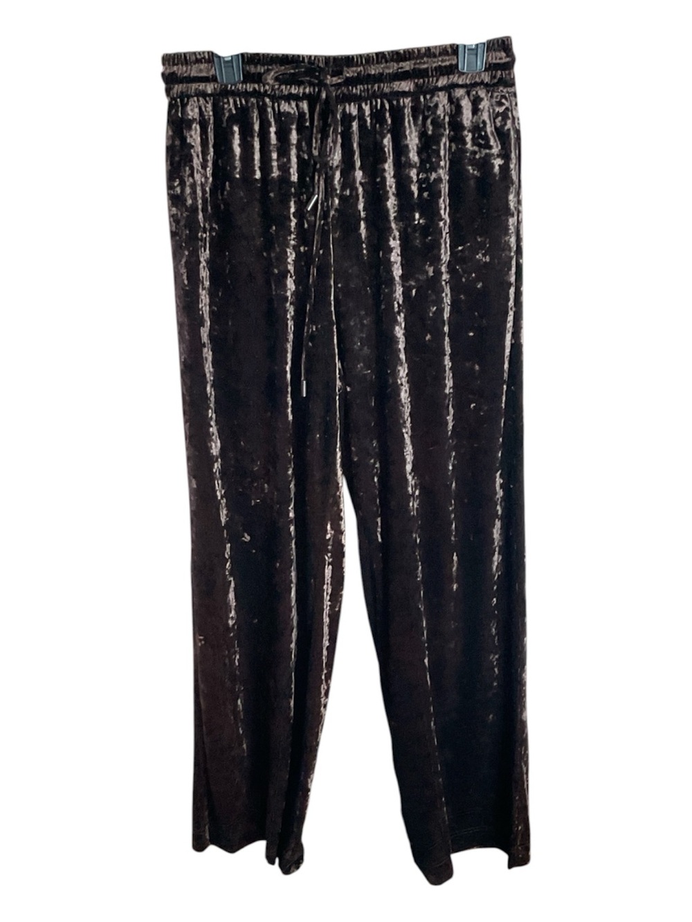 NWT Skies Are Blue Chocolate Brown Crushed Velvet Wide Leg Pants Size XL